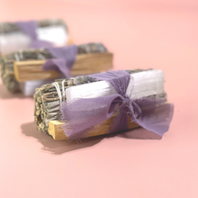 Load image into Gallery viewer, Lavender + White Sage Protection Bundle with Selenite + Palo
