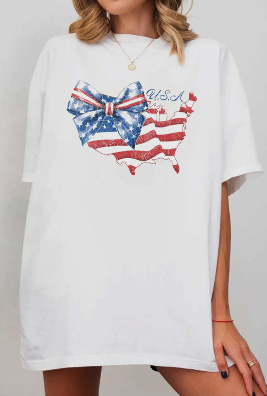 Oversized Coquette Flag Map Tee